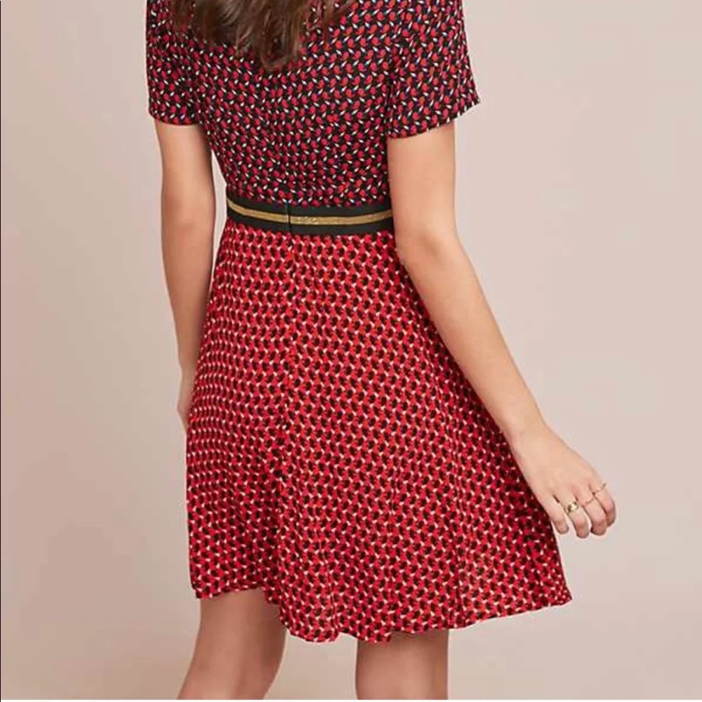 Amici Colorblock Dress Red Bunny Swan 6 NWT Short Sleeve Print
